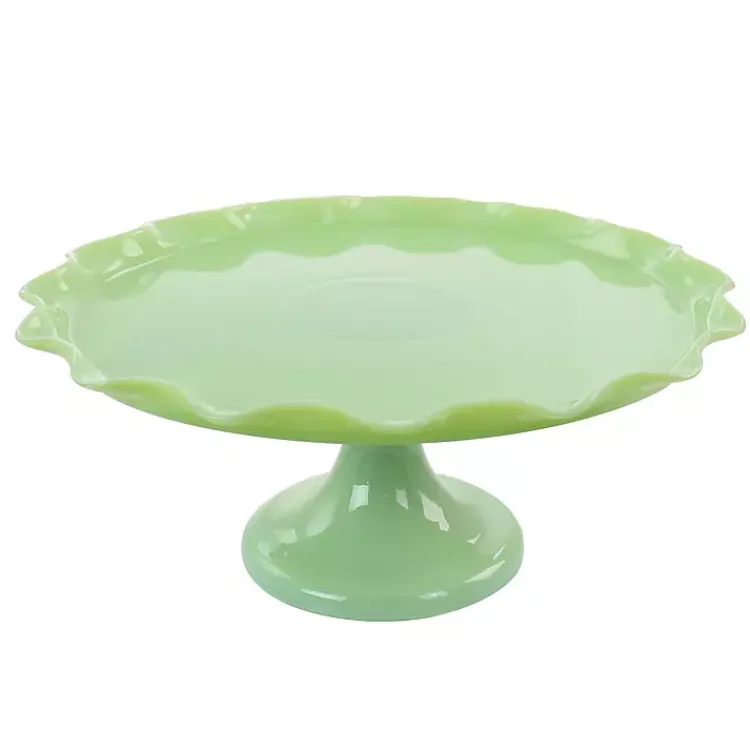 Serving & Entertaining-Kirklands Home Jadeite Glass Martha Stewart Scalloped Cake Stand Green