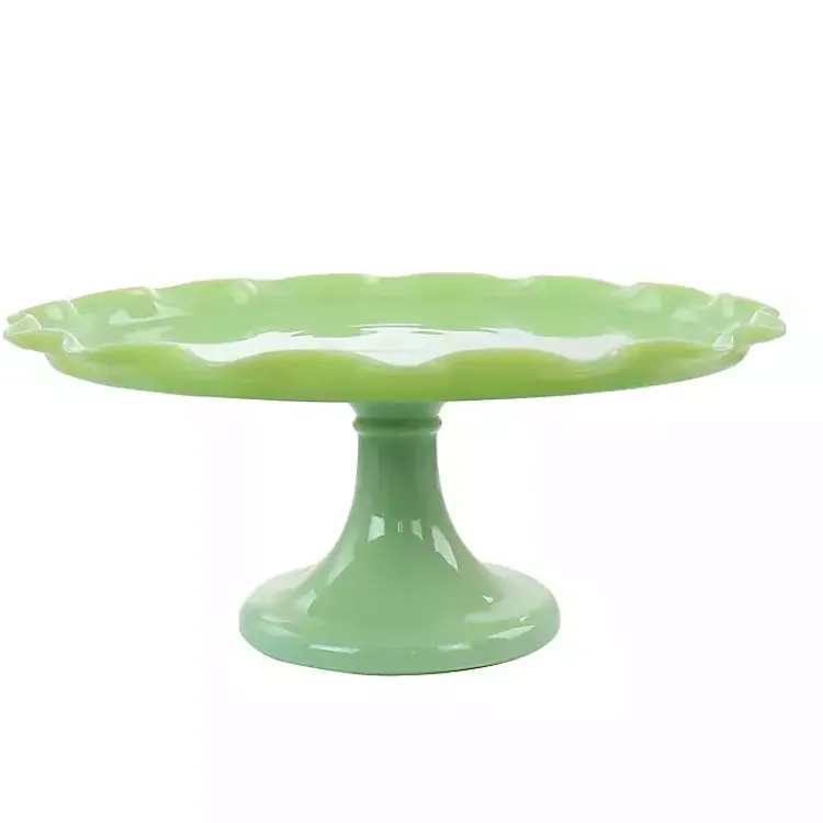 Serving & Entertaining-Kirklands Home Jadeite Glass Martha Stewart Scalloped Cake Stand Green