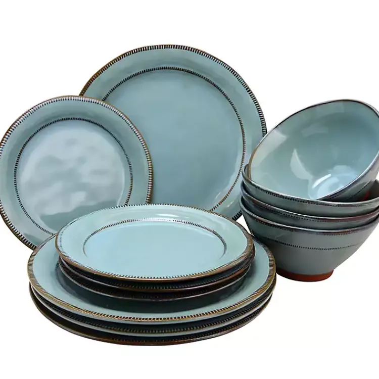 Dinnerware-Kirklands Home Azure Glazed Round 12-pc. Dinnerware Set