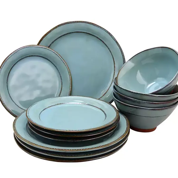 Dinnerware-Kirklands Home Azure Glazed Round 12-pc. Dinnerware Set