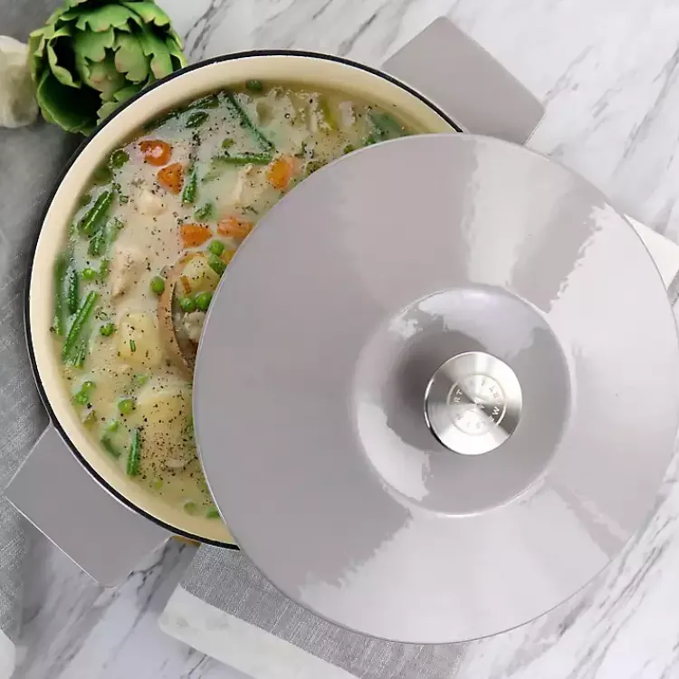 Bakeware & Cookware-Kirklands Home Martha Stewart Ribbed 5 Quart Dutch Oven Gray