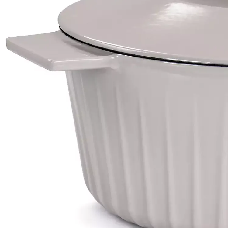 Bakeware & Cookware-Kirklands Home Martha Stewart Ribbed 5 Quart Dutch Oven Gray