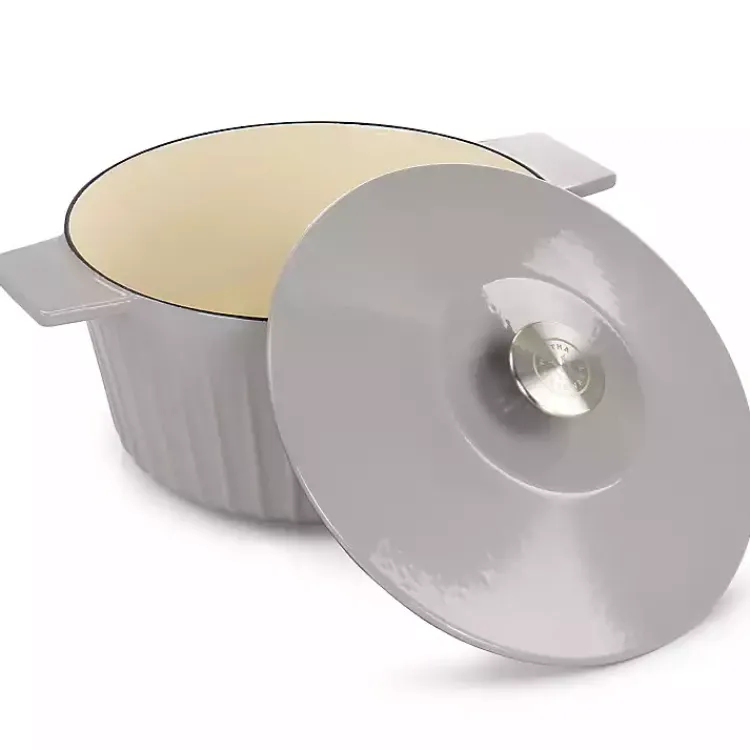 Bakeware & Cookware-Kirklands Home Martha Stewart Ribbed 5 Quart Dutch Oven Gray