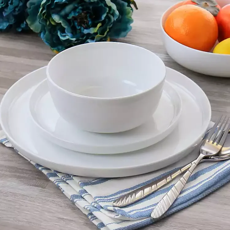 Dinnerware-Kirklands Home Modern Ceramic 16-pc. Dinnerware Set White