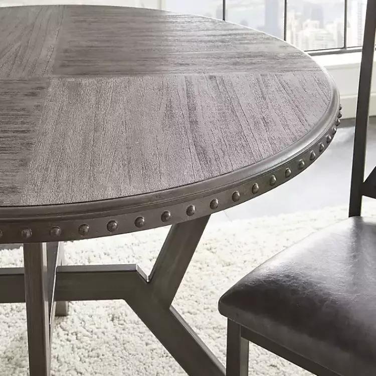 Dining Sets-Kirklands Home Gray Wood Upholstered 5-pc. Dining Set