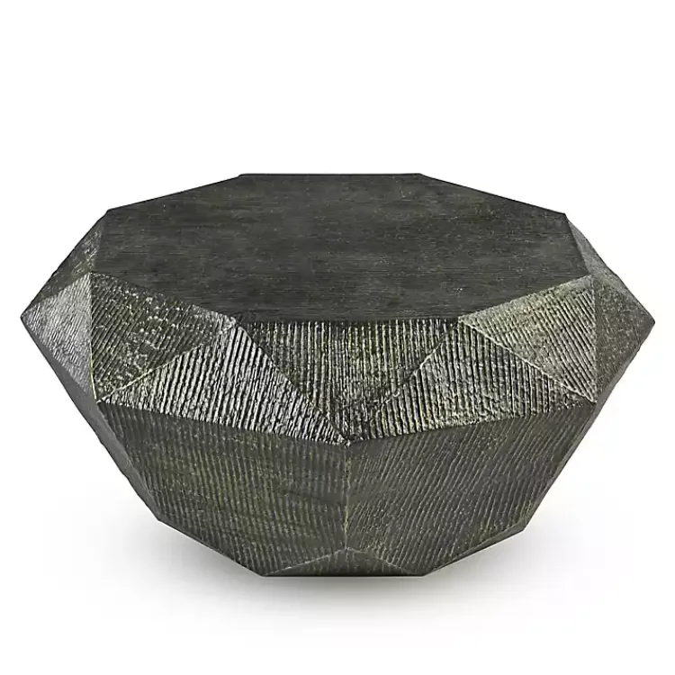 Coffee Tables-Kirklands Home Gray Hand-Stamped Iron Octagonal Coffee Table