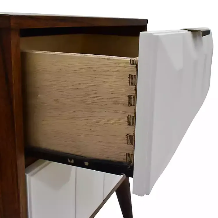 Nightstands-Kirklands Home Brown and White Wood 2-Drawer Nightstand