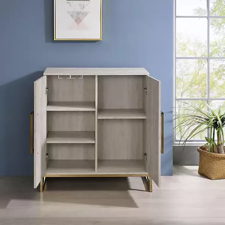 Cabinets & Sideboards-Kirklands Home Marble Finish Gold Handle Storage Cabinet