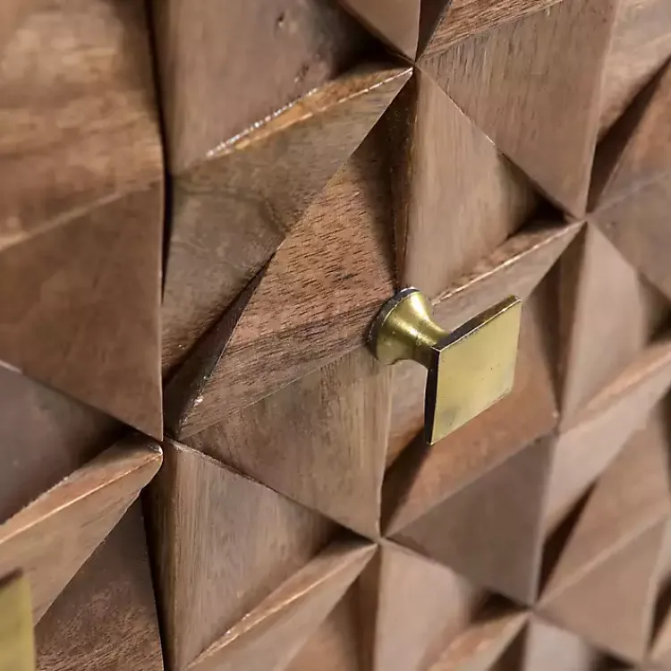 Cabinets & Sideboards-Kirklands Home Brown Carved Wood Woven 2-Door Cabinet