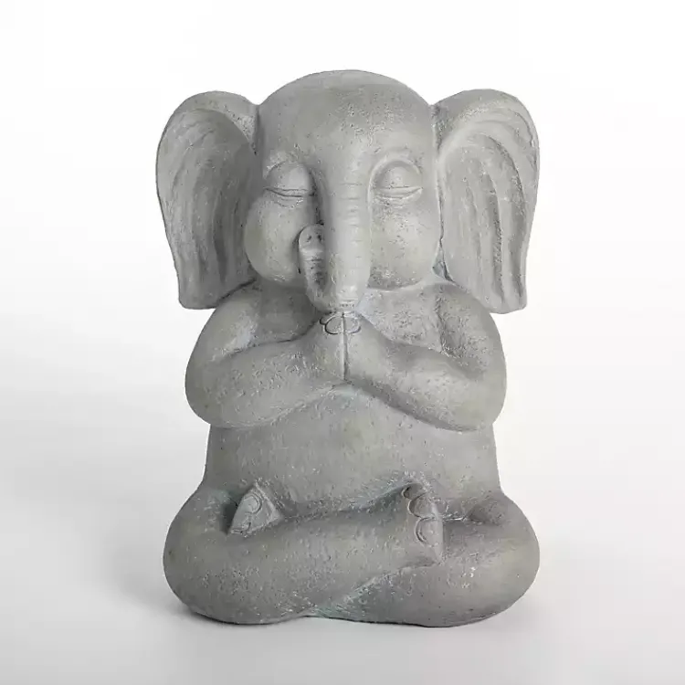 Garden Statues-Kirklands Home Sitting Elephant Outdoor Statue Gray