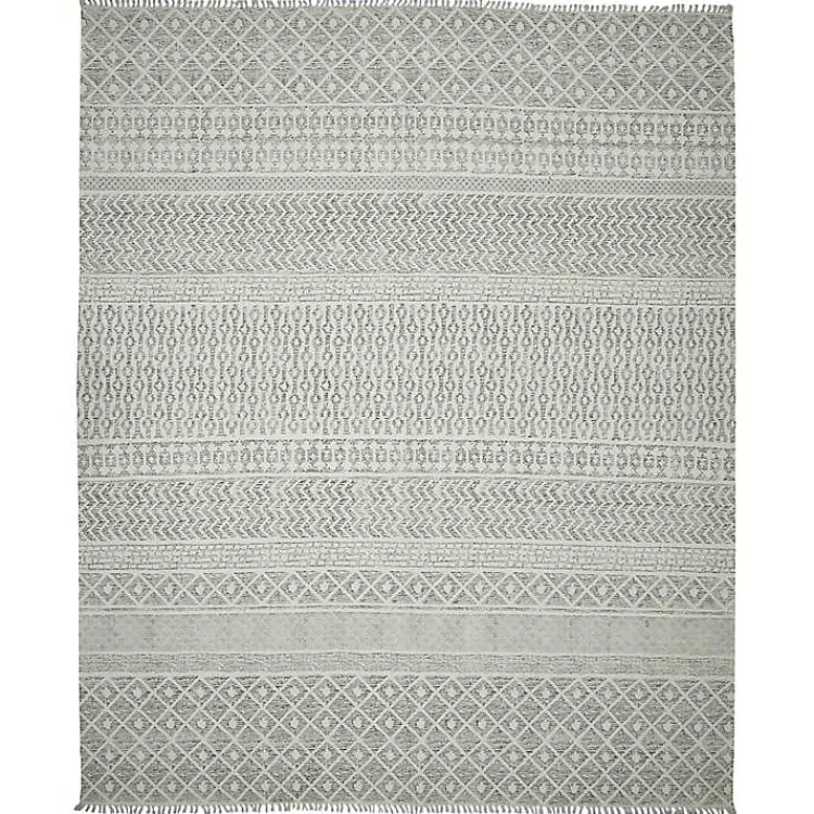Area Rugs-Kirklands Home Gray Geo Stripes Tassel Fringe Area Rug, 5x7