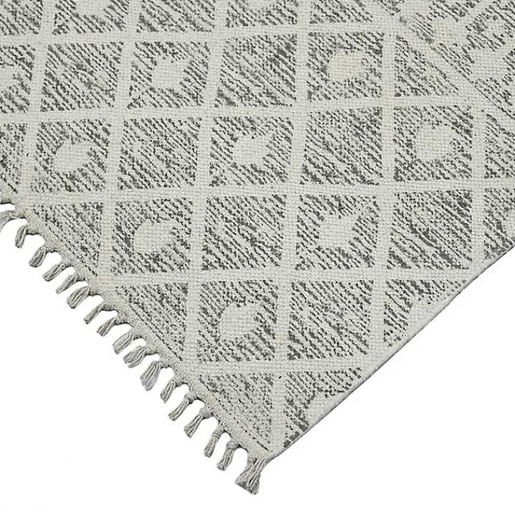 Area Rugs-Kirklands Home Gray Geo Stripes Tassel Fringe Area Rug, 5x7