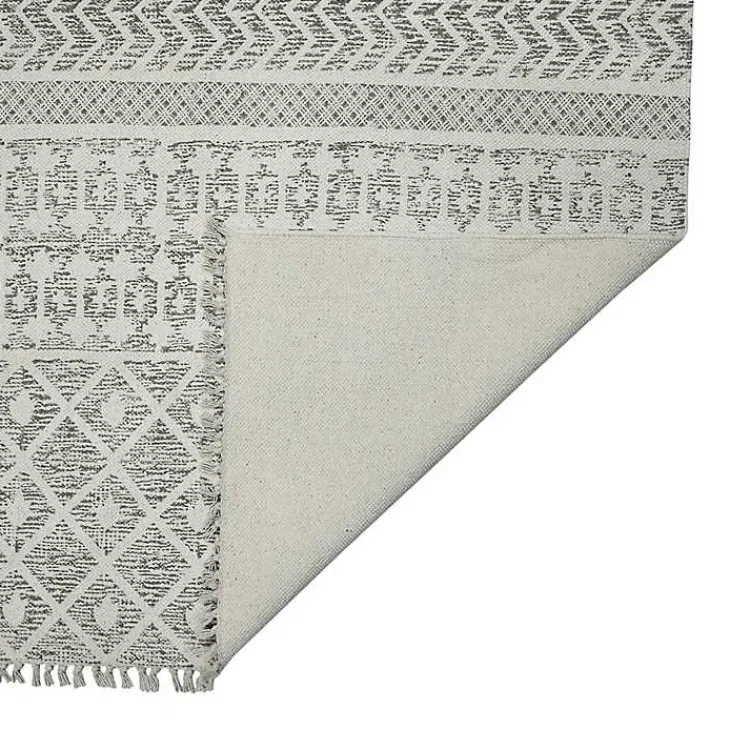 Area Rugs-Kirklands Home Gray Geo Stripes Tassel Fringe Area Rug, 5x7