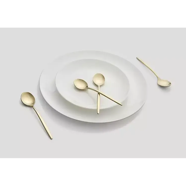 Flatware & Cutlery-Kirklands Home Champagne Satin 4-pc. Demitasse Spoon Set Gold