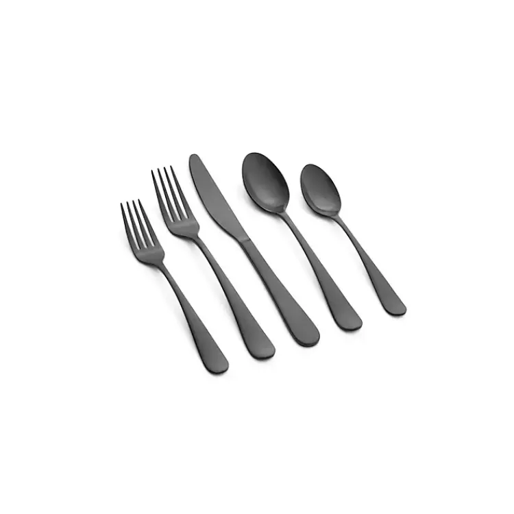 Flatware & Cutlery-Kirklands Home Stevie Satin 20-pc. Flatware Set Black