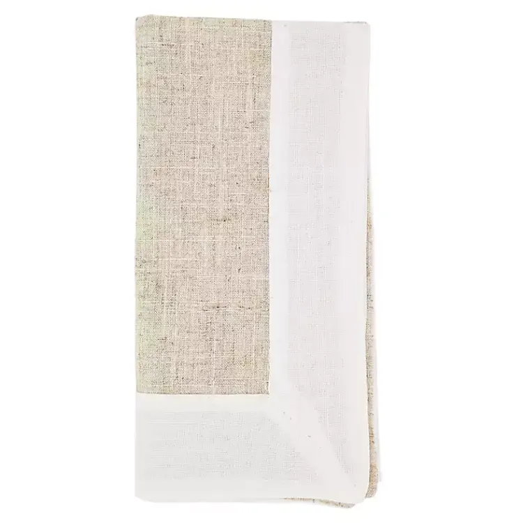 Table Linens-Kirklands Home Beige Two-Tone Border 4-pc. Napkin Set