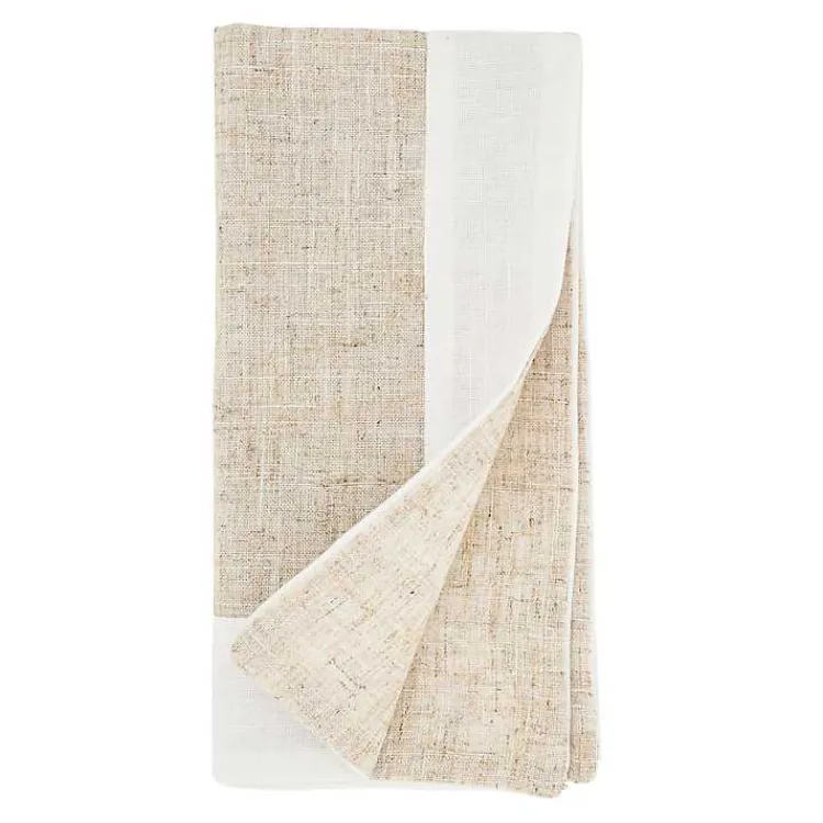 Table Linens-Kirklands Home Beige Two-Tone Border 4-pc. Napkin Set