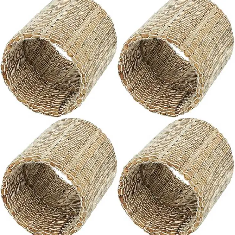 Table Linens-Kirklands Home Woven Neutral 4-pc. Napkin Ring Set Tan