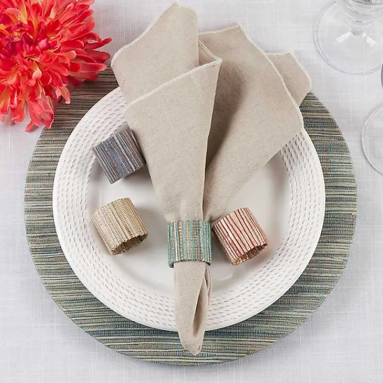 Table Linens-Kirklands Home Woven Neutral 4-pc. Napkin Ring Set Tan