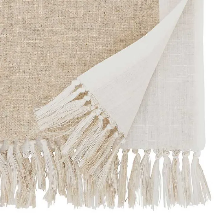 Table Linens-Kirklands Home Two Tone Tan and White Table Runner, 72 in.