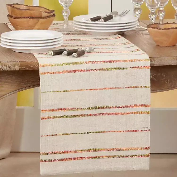 Table Linens-Kirklands Home Multicolor Woven Lines Table Runner, 90 in.