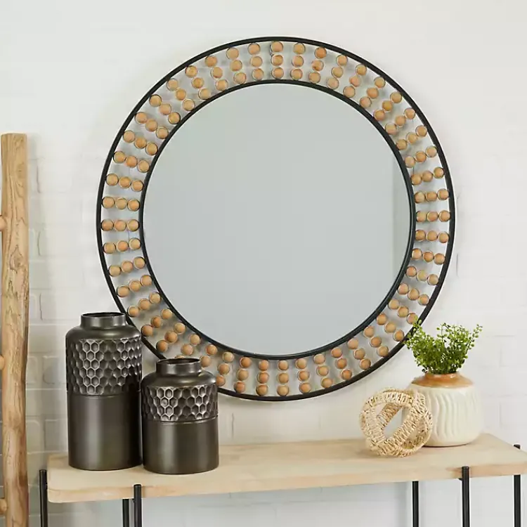 Decorative Mirrors-Kirklands Home Metal Coen Bohemian Wall Mirror Black