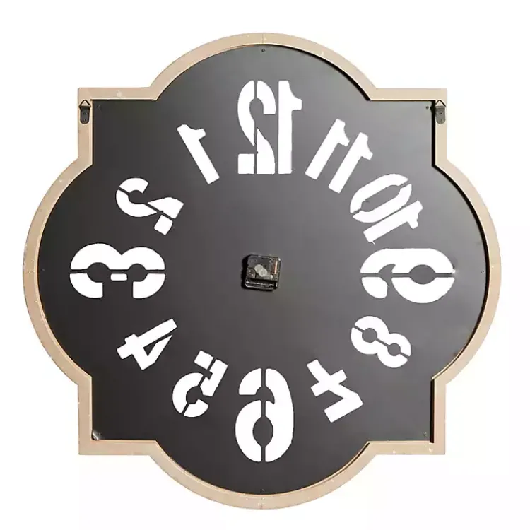 Clocks-Kirklands Home Black Metal Quatrefoil Farmhouse Wall Clock