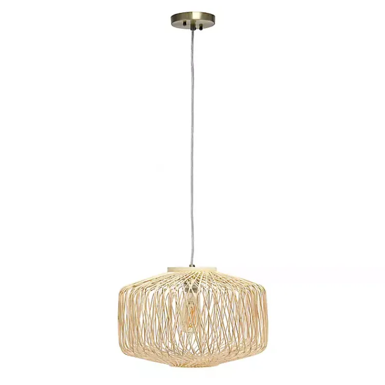 Chandeliers & Pendant Lighting-Kirklands Home Natural Rat Geometric Pendant Light Tan