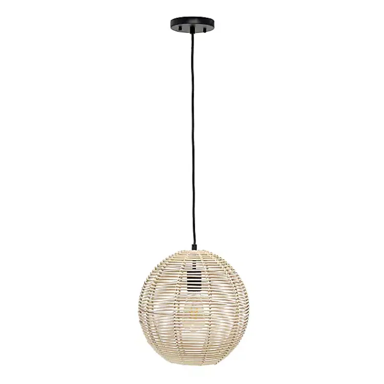 Chandeliers & Pendant Lighting-Kirklands Home Natural Rat Sphere Pendant Light Tan