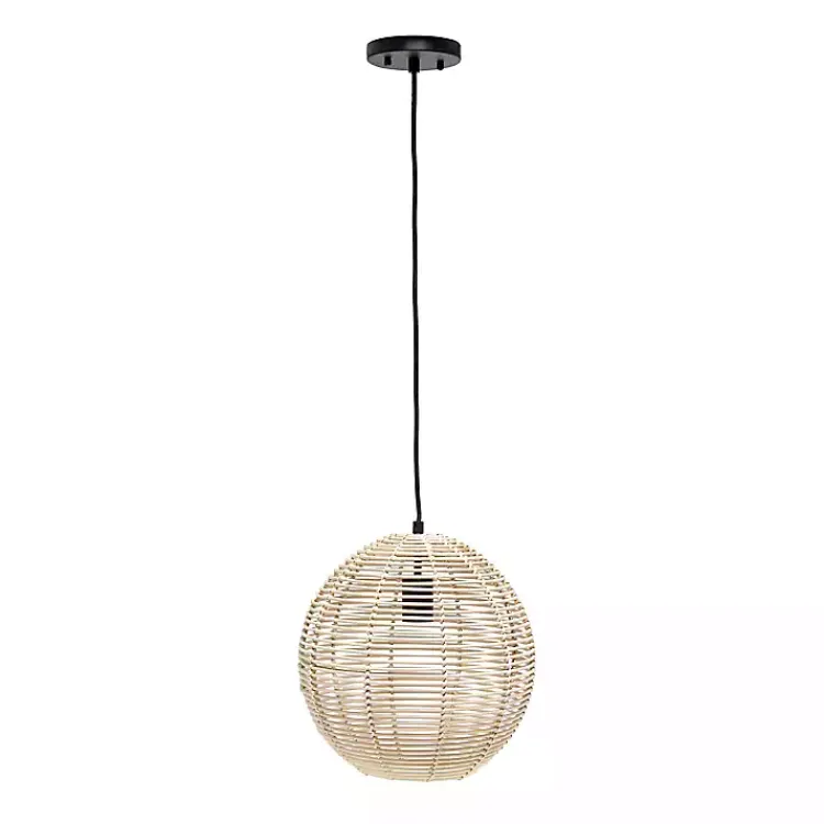 Chandeliers & Pendant Lighting-Kirklands Home Natural Rat Sphere Pendant Light Tan