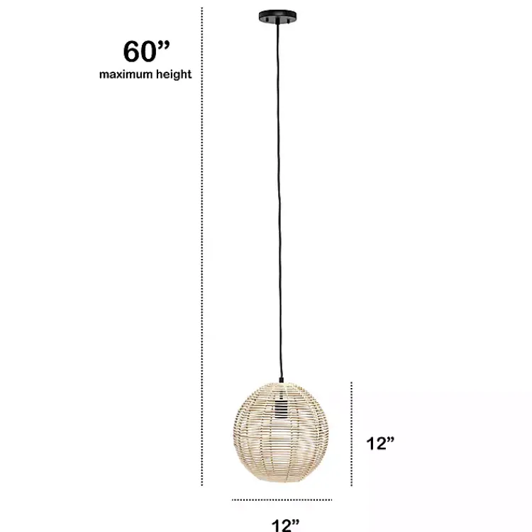 Chandeliers & Pendant Lighting-Kirklands Home Natural Rat Sphere Pendant Light Tan