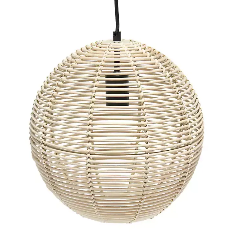 Chandeliers & Pendant Lighting-Kirklands Home Natural Rat Sphere Pendant Light Tan