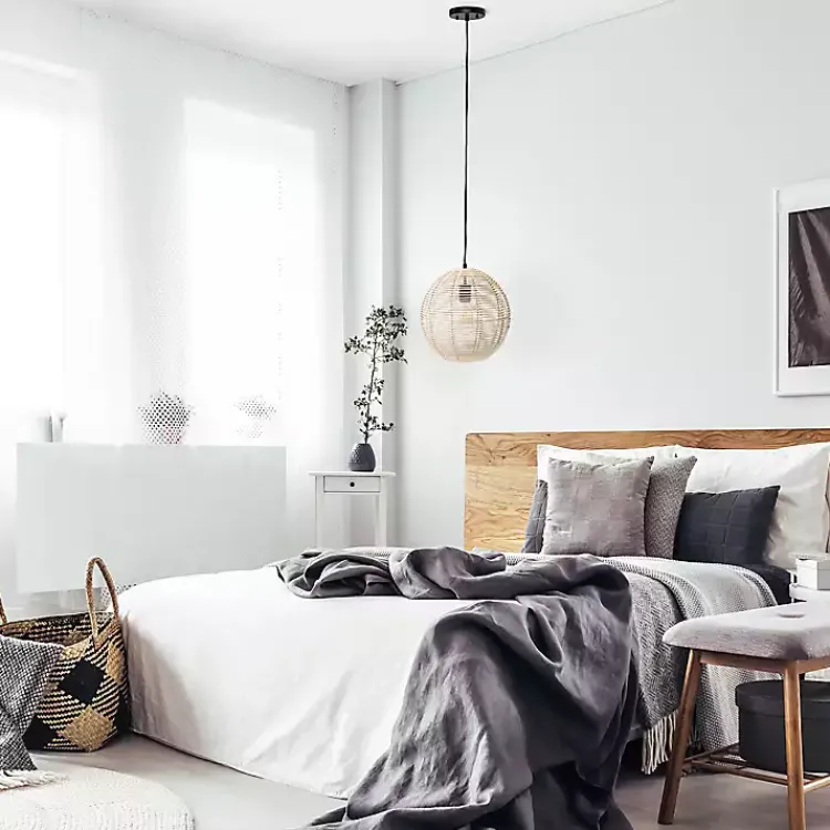 Chandeliers & Pendant Lighting-Kirklands Home Natural Rat Sphere Pendant Light Tan