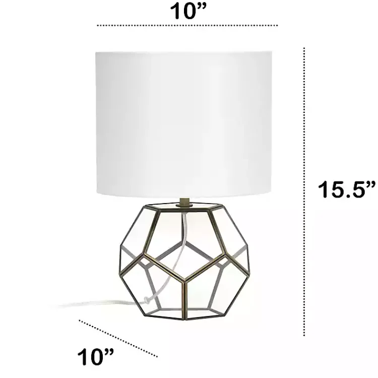 Table Lamps-Kirklands Home Brass and Glass Octagon Table Lamp White