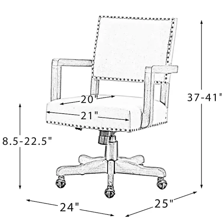 Office Furniture-Kirklands Home Ivory and Blue Stripe Natural Wood Office Chair