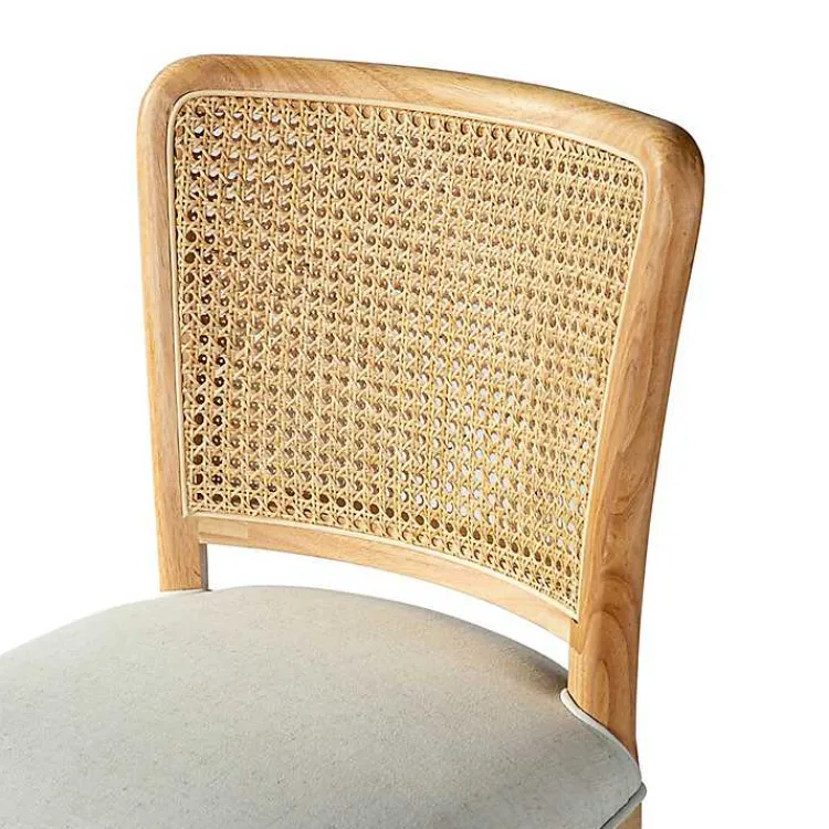 Office Furniture-Kirklands Home Natural Cane Back Linen Office Chair