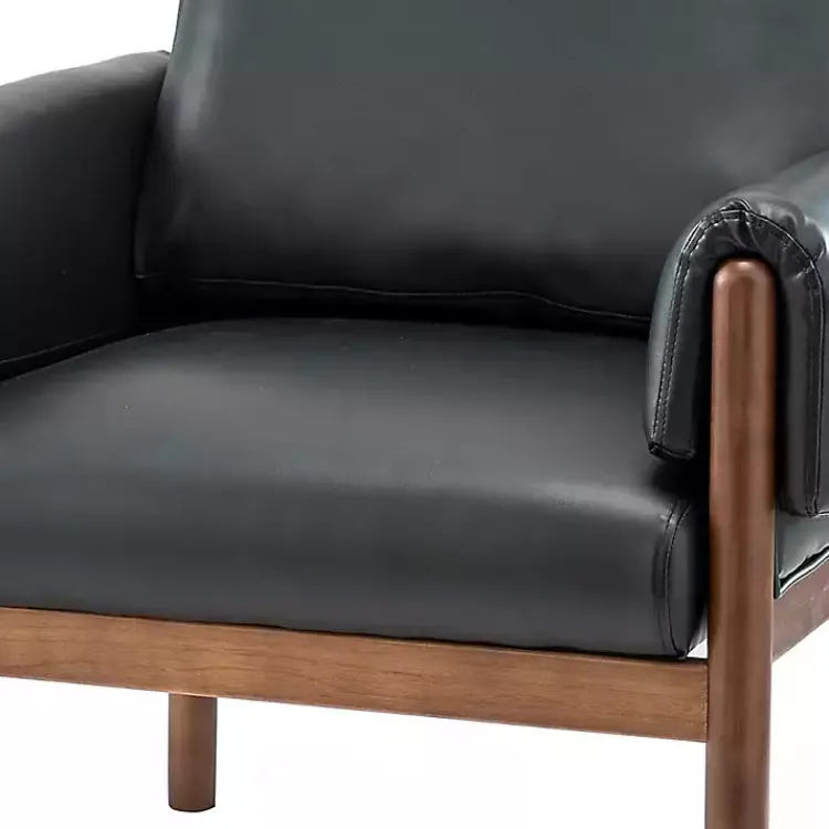 Accent Chairs-Kirklands Home Faux Leather and Wood Accent Chair Black