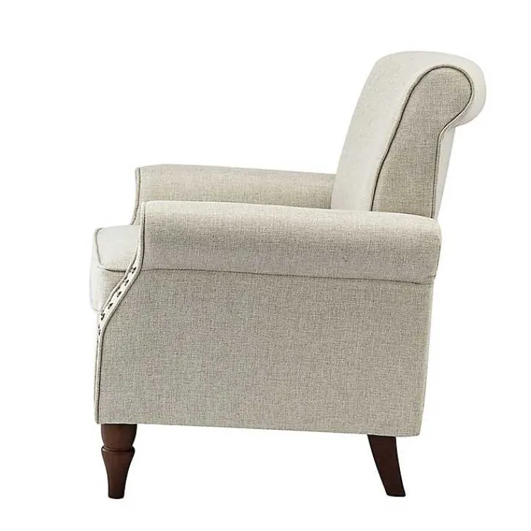 Accent Chairs-Kirklands Home Light Miriam Nailhead Trim Armchair Gray