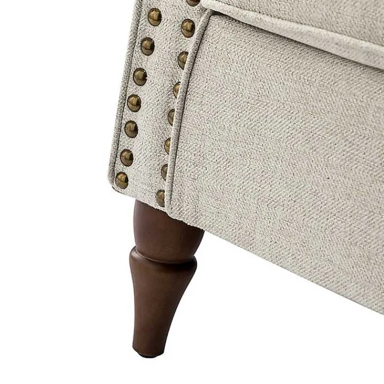 Accent Chairs-Kirklands Home Light Miriam Nailhead Trim Armchair Gray