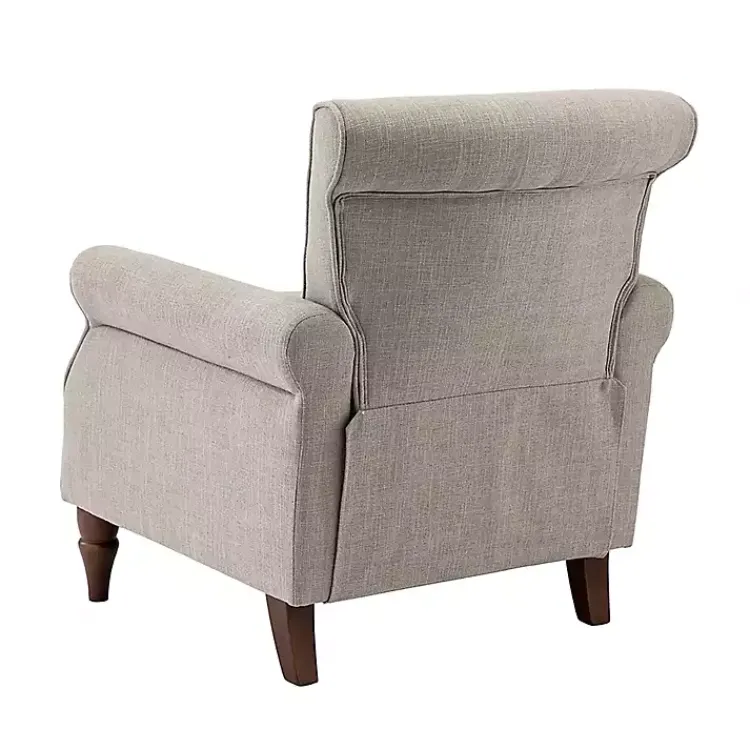 Accent Chairs-Kirklands Home Dark Miriam Nailhead Trim Armchair Gray