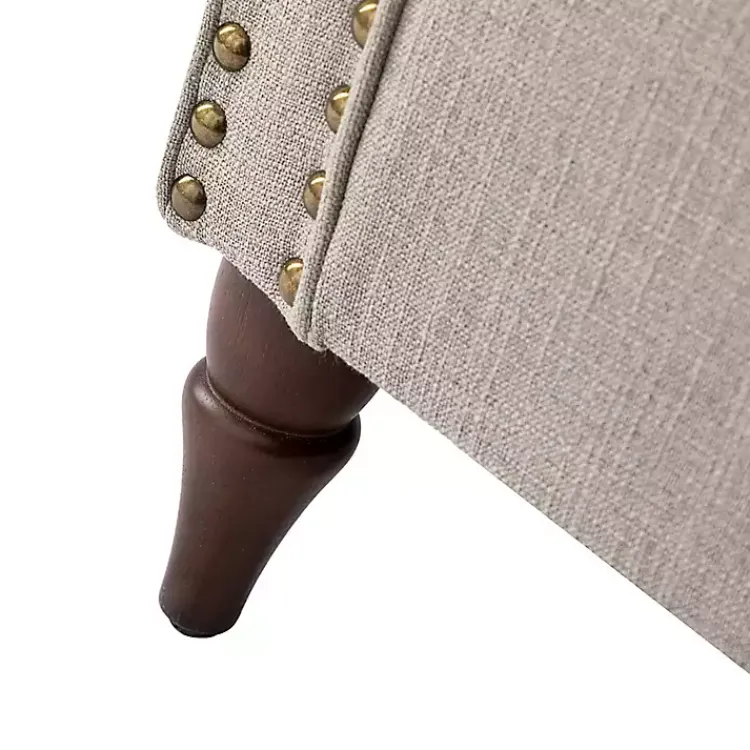 Accent Chairs-Kirklands Home Dark Miriam Nailhead Trim Armchair Gray
