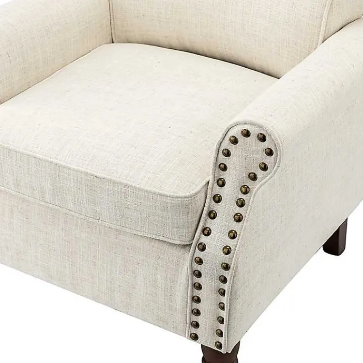 Accent Chairs-Kirklands Home Miriam Nailhead Trim Armchair Ivory