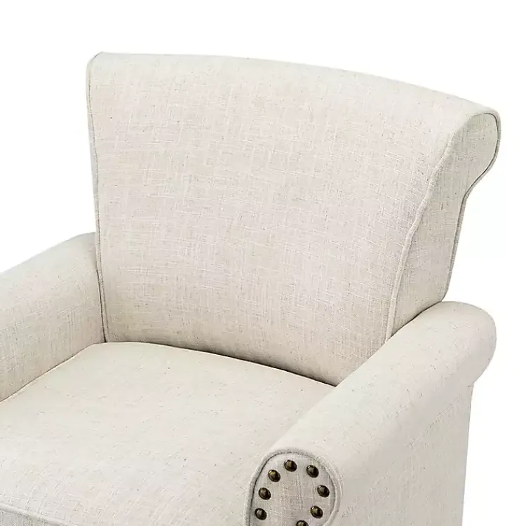 Accent Chairs-Kirklands Home Miriam Nailhead Trim Armchair Ivory