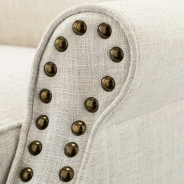 Accent Chairs-Kirklands Home Miriam Nailhead Trim Armchair Ivory