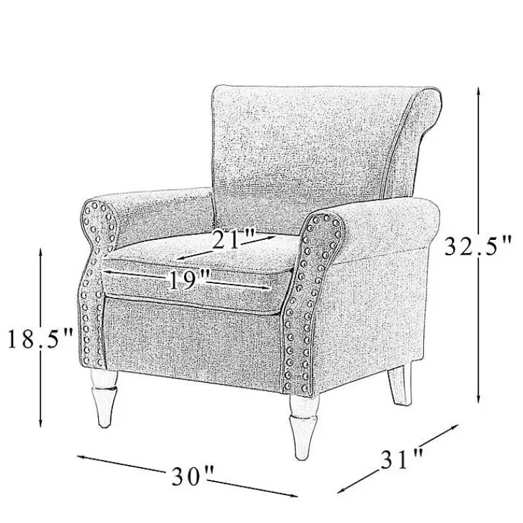 Accent Chairs-Kirklands Home Miriam Nailhead Trim Armchair Ivory