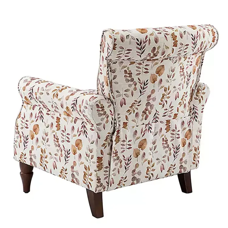 Accent Chairs-Kirklands Home Yellow and Orange Leaf Upholstered Accent Chair