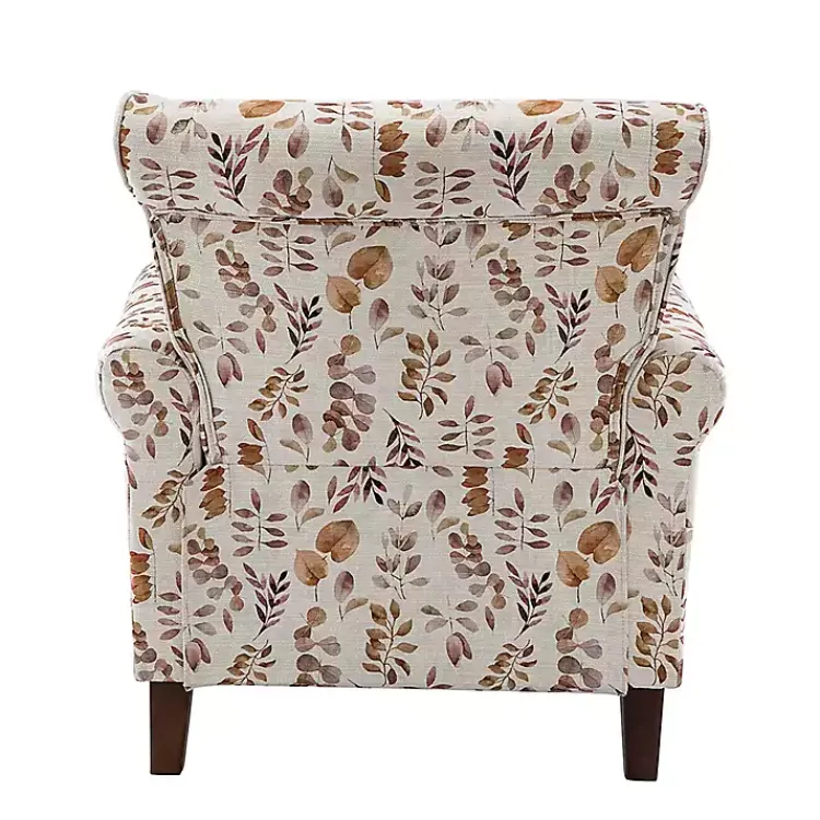 Accent Chairs-Kirklands Home Yellow and Orange Leaf Upholstered Accent Chair