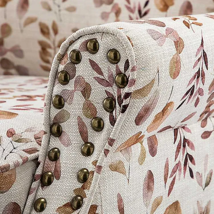 Accent Chairs-Kirklands Home Yellow and Orange Leaf Upholstered Accent Chair