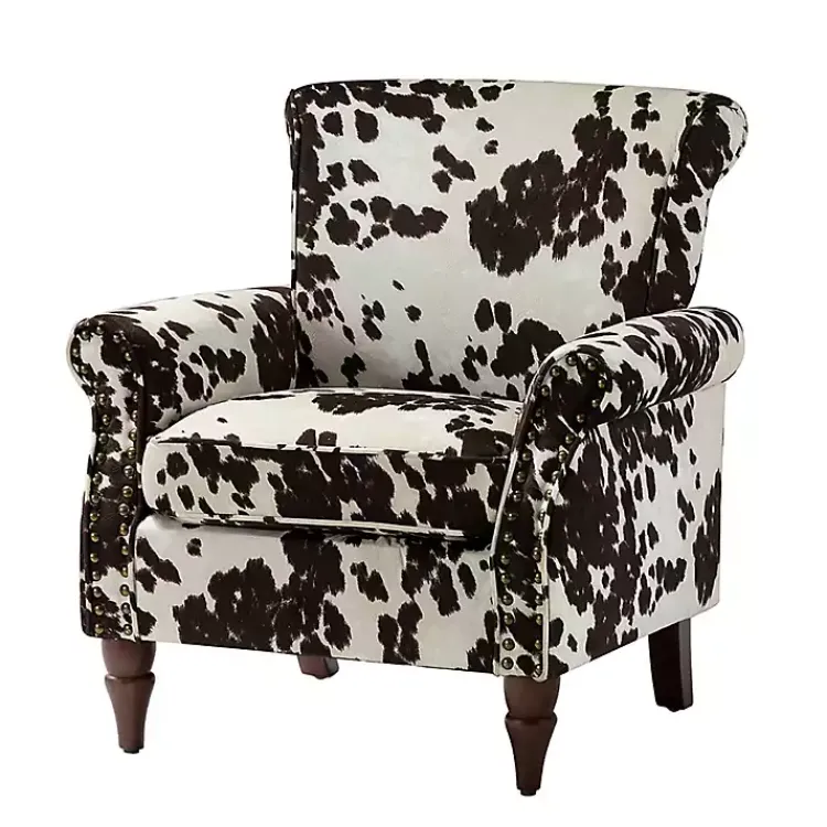 Accent Chairs-Kirklands Home Brown Cow Print Upholstered Accent Chair