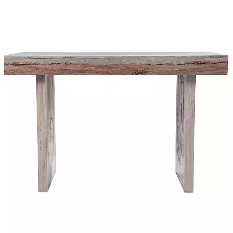 Office Furniture-Kirklands Home Cream Wood Faux Marble Desk